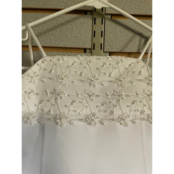 David's Bridal‎ White Flower Girl Dress Size 3 Beaded Formal Party - Picture 4 of 8